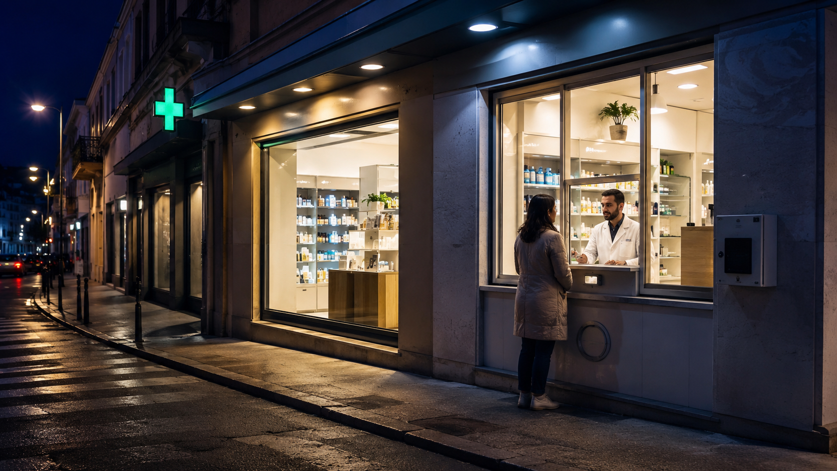 Patient receiving after-hours assistance from an on-duty pharmacist
